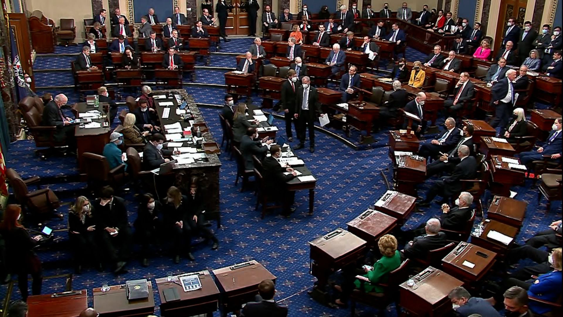 Senate vote counter board in the Capitol during shutdown negotiations
